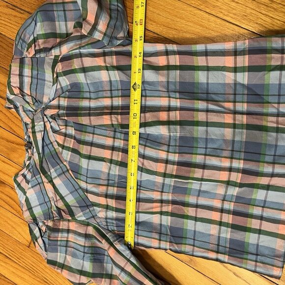 Isabel Marant Esmee Twisted Plaid Puff Shoulder Blouse in Blue Pink Green‎ - Picture 14 of 14